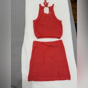 MABLE Vibrant Coral Knit Set